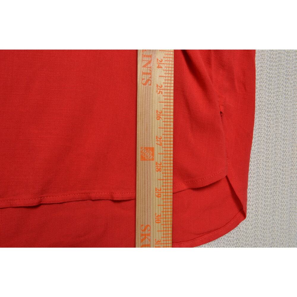 Chico's Women's Size 2 XL Red Roll Tab Sleeve Blouse Top Back Button Detail - Picture 10 of 10